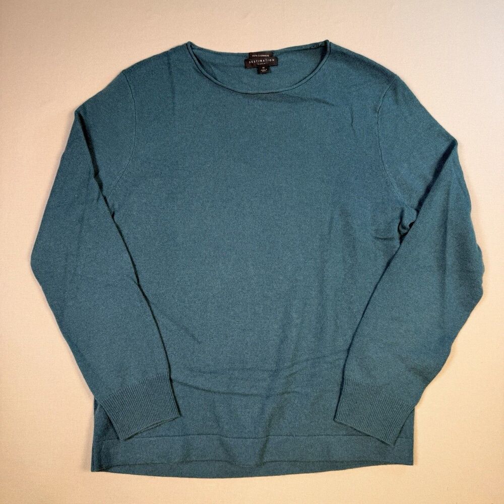 J.Crew Destination Sweater Womens Medium Teal Cashmere Crewneck Long Sleeve